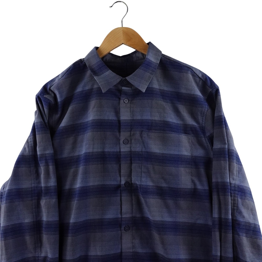 Lululemon Mens Flannel Striped‎ Long Sleeve Button Up Shirt Size L Outdoor Camp